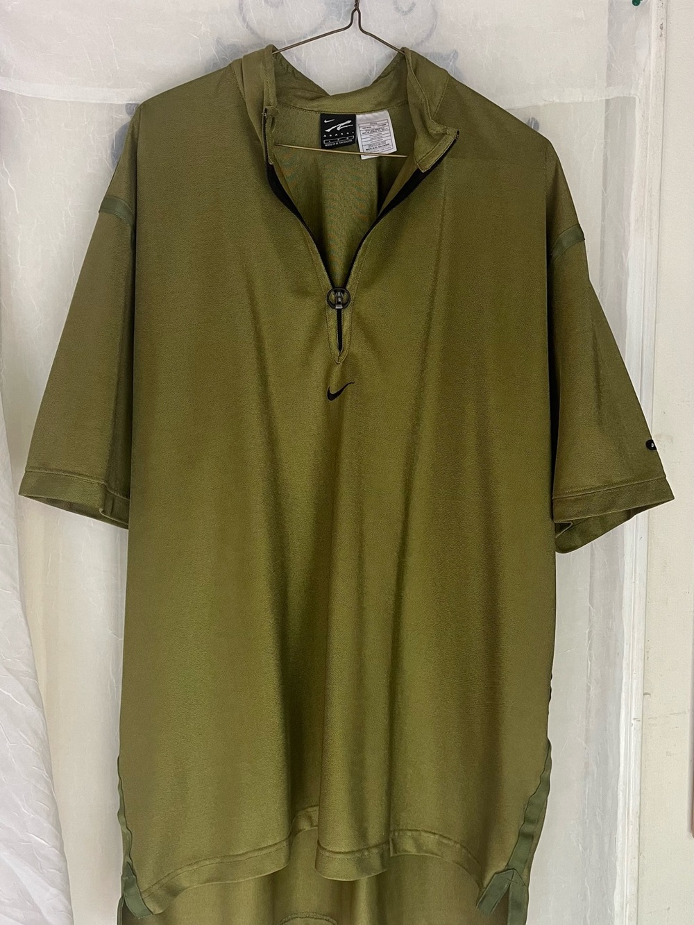 Nike Andre Agassi Olive Green Short-Sleeve Nike Zip Shirt